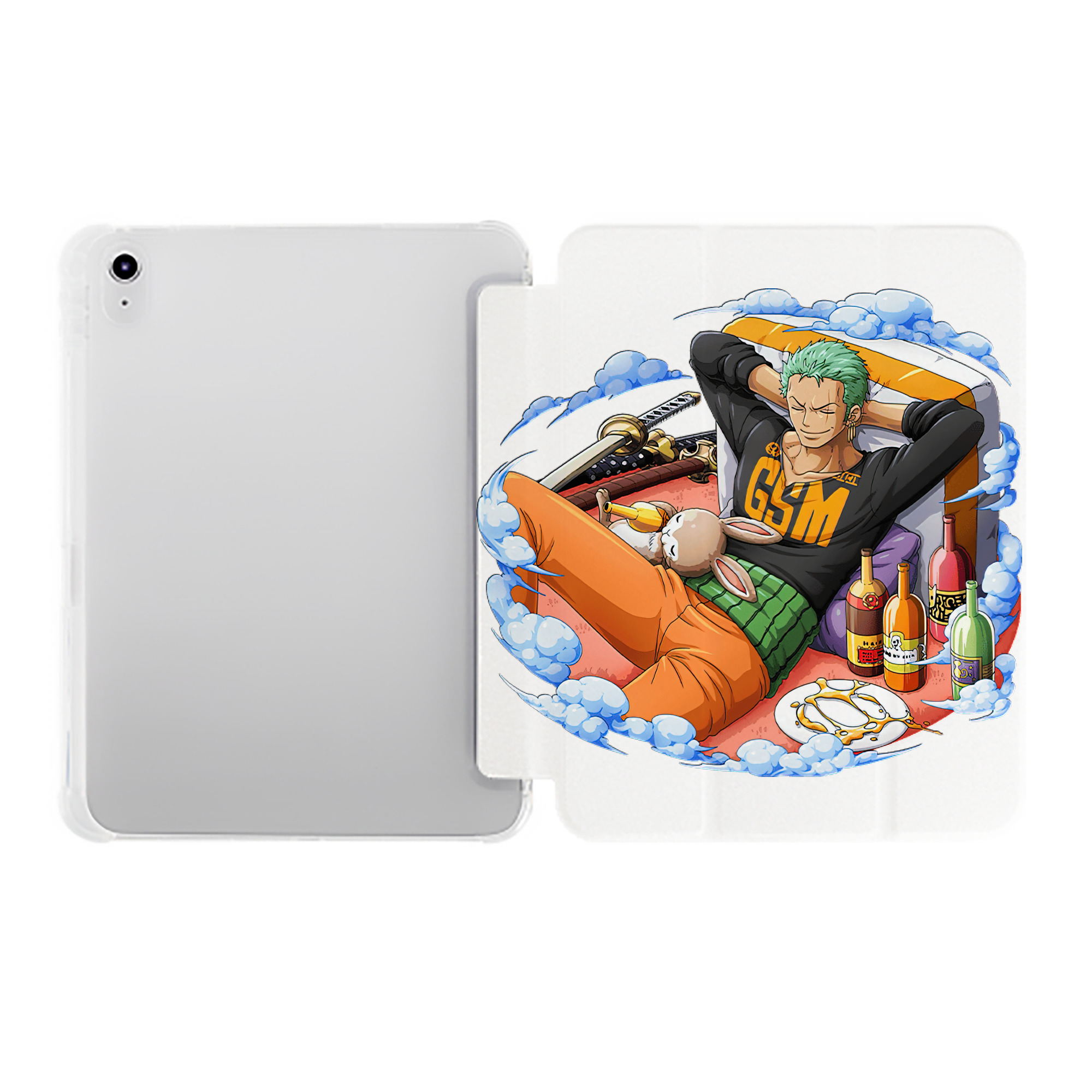 （画像用） ワンピース ロロノア・ゾロ ONE PIECE Roronoa Zoro IPad ケース ペン収納付き 三つ折りスタンド PUレザー×シリコン 対応機種9.5/10.5/10.9インチ